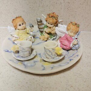 Vintage Mini Tea Set 90s - Popular Imports Angel In the Clouds Set - 10 piece